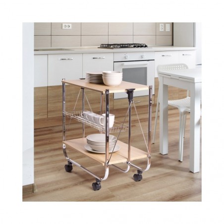 Desserte de cuisine pliable en bois OAK 40x67.5x70h cm 4 roues