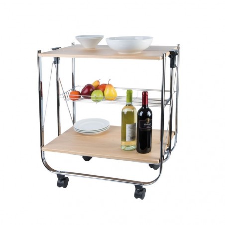 Desserte de cuisine pliable en bois OAK 40x67.5x70h cm 4 roues