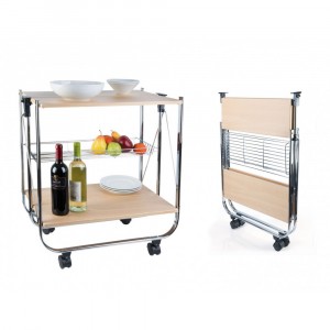 Desserte de cuisine pliable en bois OAK 40x67.5x70h cm 4...