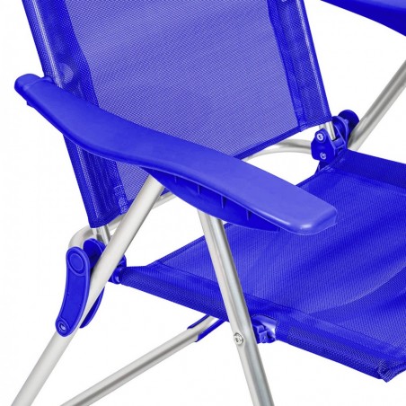 770459 Chaise de plage inclinable  en textilène FORMIA avec accoudoirs BLEU