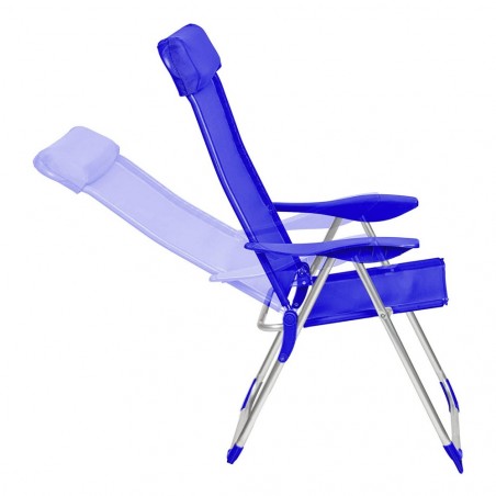 770459 Chaise de plage inclinable  en textilène FORMIA avec accoudoirs BLEU