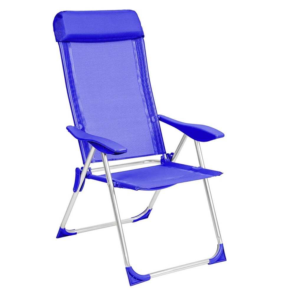 770459 Chaise de plage inclinable  en textilène FORMIA avec accoudoirs BLEU