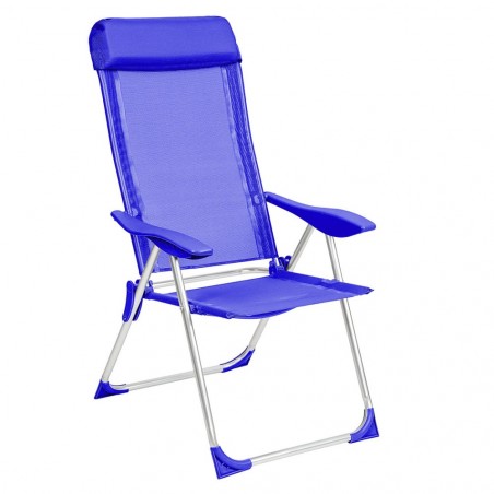 770459 Chaise de plage inclinable  en textilène FORMIA avec accoudoirs BLEU