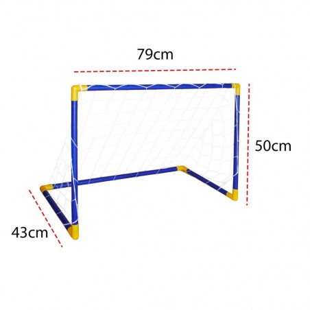 492062 Cage à but avec cadre en plastique et filet pour enfants 79x50x43 cm