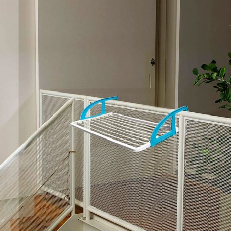 Étendoir à linge 10 m Balcon Corde à linge pour balcon 8 barres 105x55x26cm