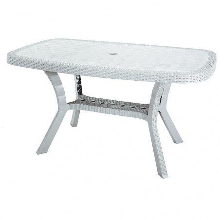 OTELLO Elite KROPLAST table résine de rotin gaufrée pour extérieur  82x140xh72cm