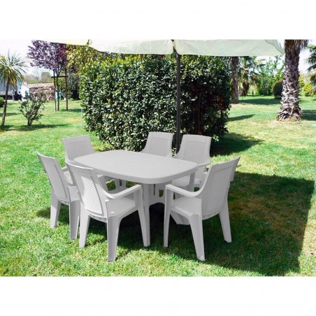 OTELLO Elite KROPLAST table résine de rotin gaufrée pour extérieur  82x140xh72cm