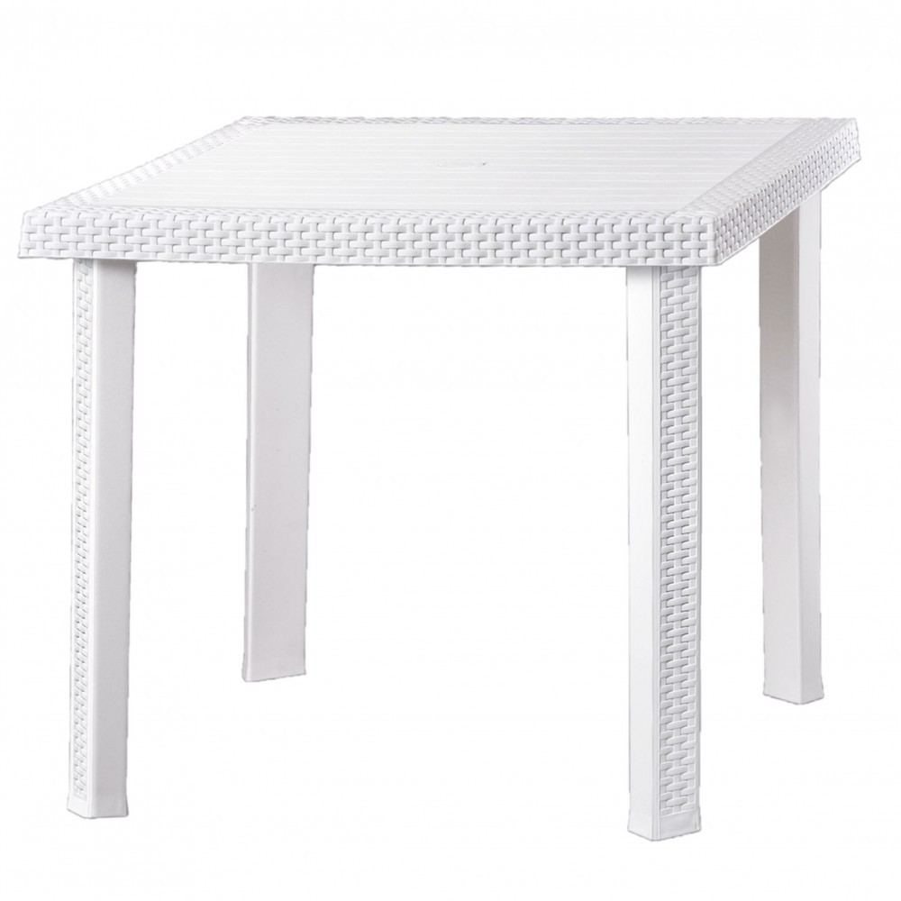 Table Figaro KROPLAST en résine de rotin gaufré pour extérieur 79x79xh72 cm