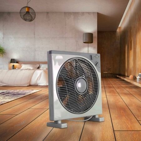 Ventilateur carré à pales FELICIA box fun 30cm 3 vitesses, minuterie 45w