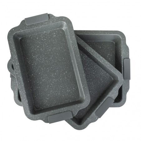 140019 Set 3 plateaux rectangulaire en pierre GRIS DGBAVARIA poignée en silicone