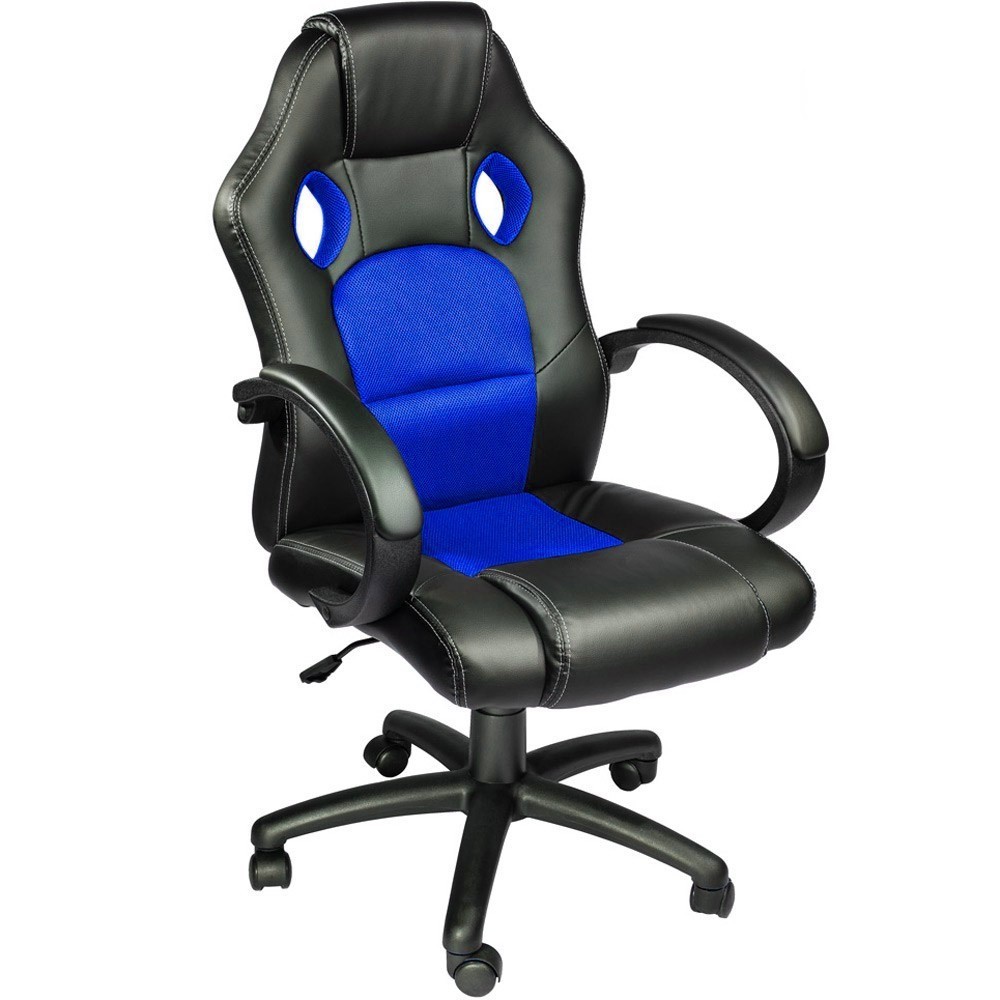 Chaise de bureau Gaming Racer en éco-cuir 4 roues pivotantes et directionnelles