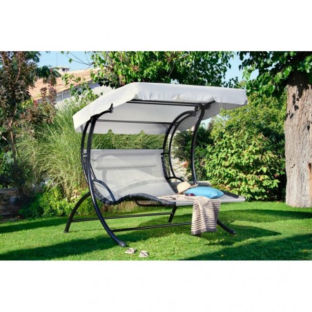 DREAM Fauteuil à bascule extérieur 2 places parasol169x174x177cm max 240kg