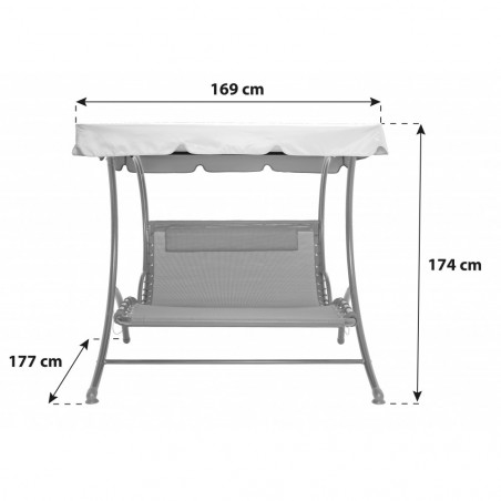 DREAM Fauteuil à bascule extérieur 2 places parasol169x174x177cm max 240kg