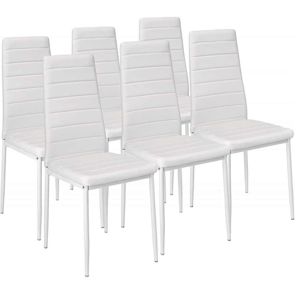 6 chaises design moderne PENNY Assise rembourrée en cuir écologique 41x45x98,5cm
