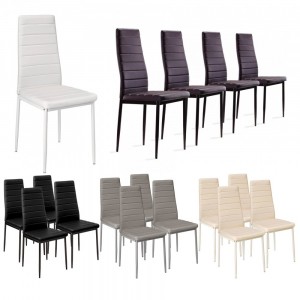 4 chaises design moderne PENNY Assise rembourrée en cuir...