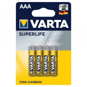 Pack de 4 mini piles AAA Varta 676187 1.5V zinc carbone