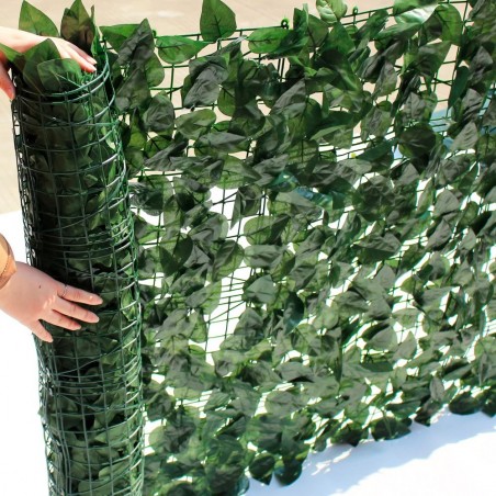 Panneaux lierre synthétique réaliste avec filet de jardin maillonable 1x3m