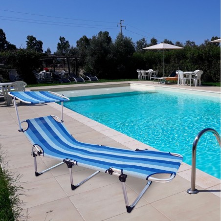 Transat en métal Brandina Maiorca dossier réglable avec parasol