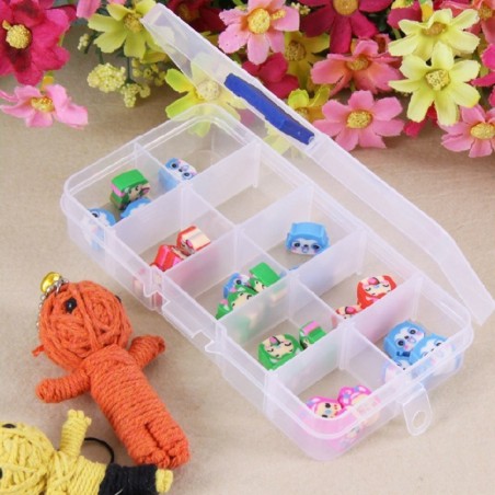 Mini boîte organisateur plastique avec 10 compartiments 13 x 6,5 x2,5cm