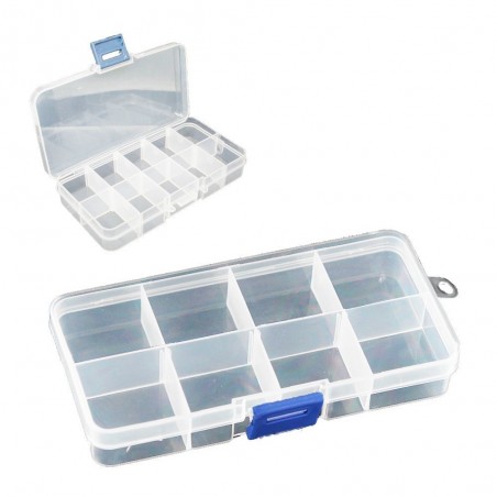 Mini boîte organisateur plastique avec 10 compartiments 13 x 6,5 x2,5cm