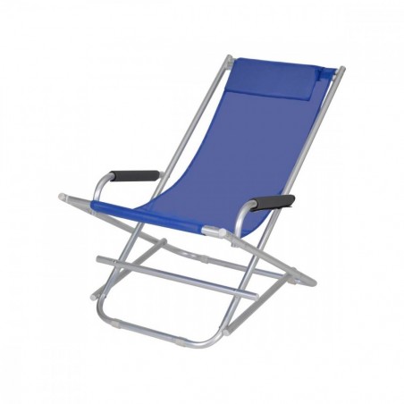 099253 Chaise de plage pliante BLEU avec accoudoirs