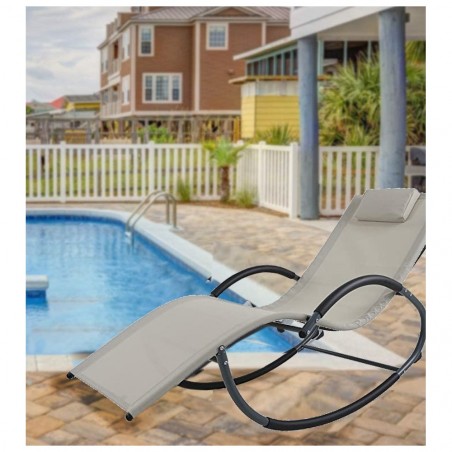 Chaise à bascule HOLLY pour jardin 3 positions inclinable 140x63x80 cm