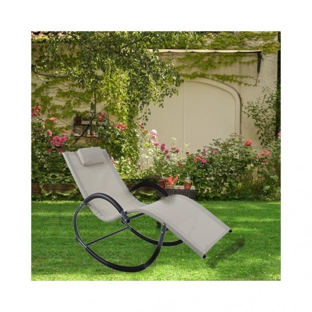 Chaise à bascule HOLLY pour jardin 3 positions inclinable 140x63x80 cm