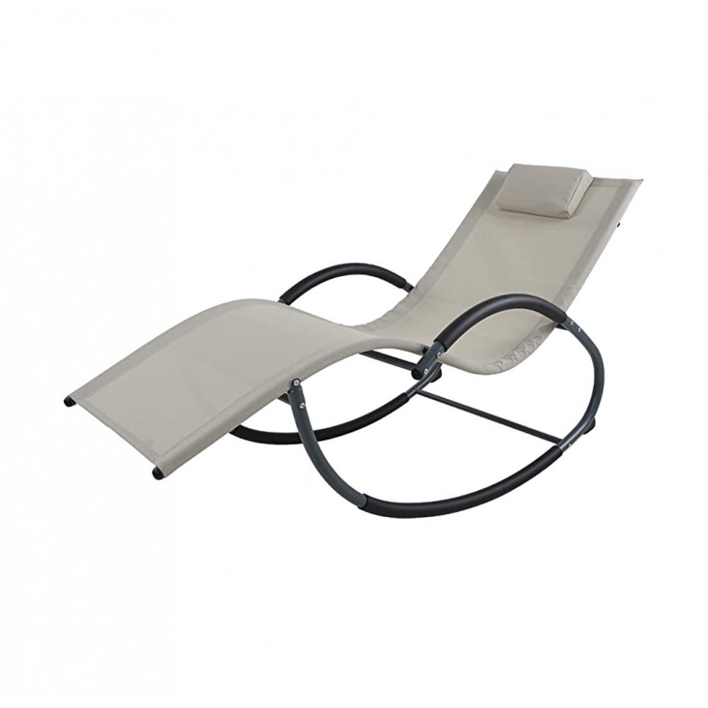 Chaise à bascule HOLLY pour jardin 3 positions inclinable 140x63x80 cm