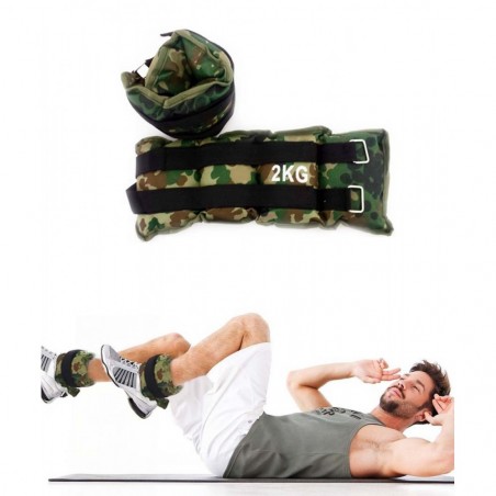 Pack 2 poids fitness pour chevilles et poignets mod. camouflage 1 à 6 kg