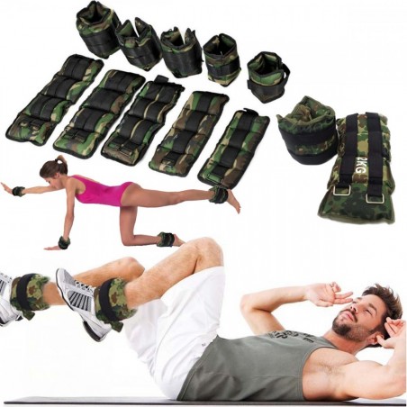Pack 2 poids fitness pour chevilles et poignets mod. camouflage 1 à 6 kg