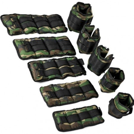 Pack 2 poids fitness pour chevilles et poignets mod. camouflage 1 à 6 kg