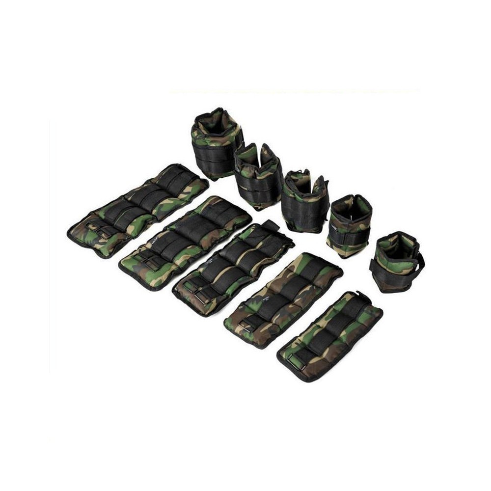 Pack 2 poids fitness pour chevilles et poignets mod. camouflage 1 à 6 kg