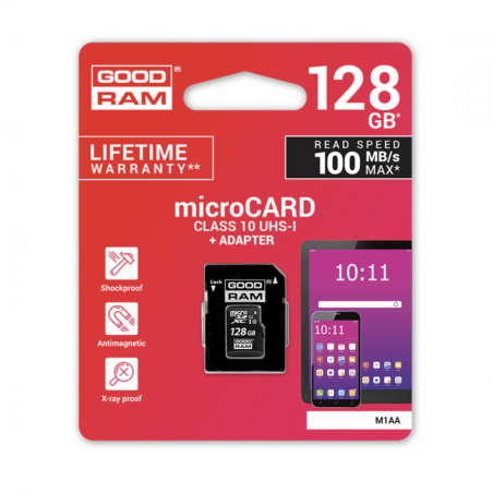 GOOD RAM carte mémoire 128 Go SD Class 10 100MB / s carte microsd