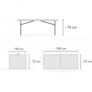 Table pliante portable SILVERA blanche avec poignée 180 x... 2