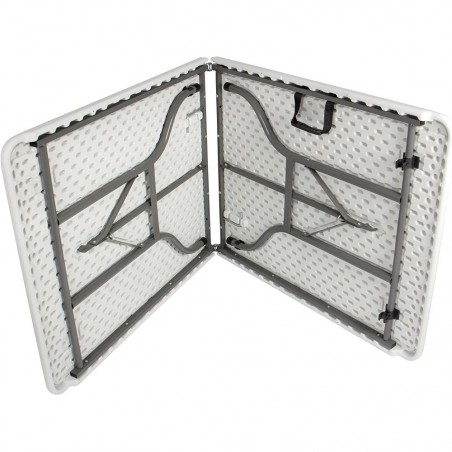 Table pliante portable SILVERA blanche avec poignée 180 x 75 x 74 cm