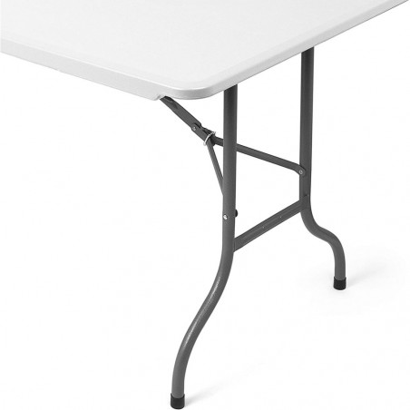 Table pliante portable SILVERA blanche avec poignée 180 x 75 x 74 cm