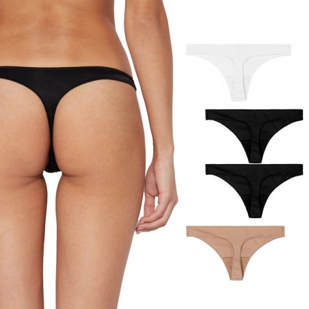 OUNO Pack 4 Strings 2xNoir 1xBlanc 1xBeige Art.8801 sous-vêtements