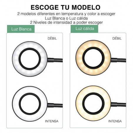 187103 SELFIE 2 en 1 support de téléphone et lampe avec réglage lumière