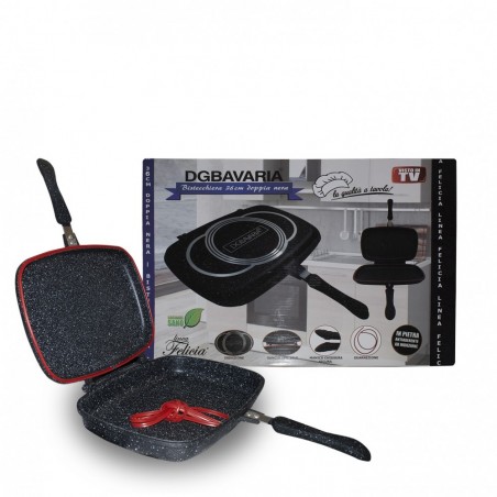 256004  Poêle à induction double gril DGBAVARIA antiadhésive NOIR 32 cm