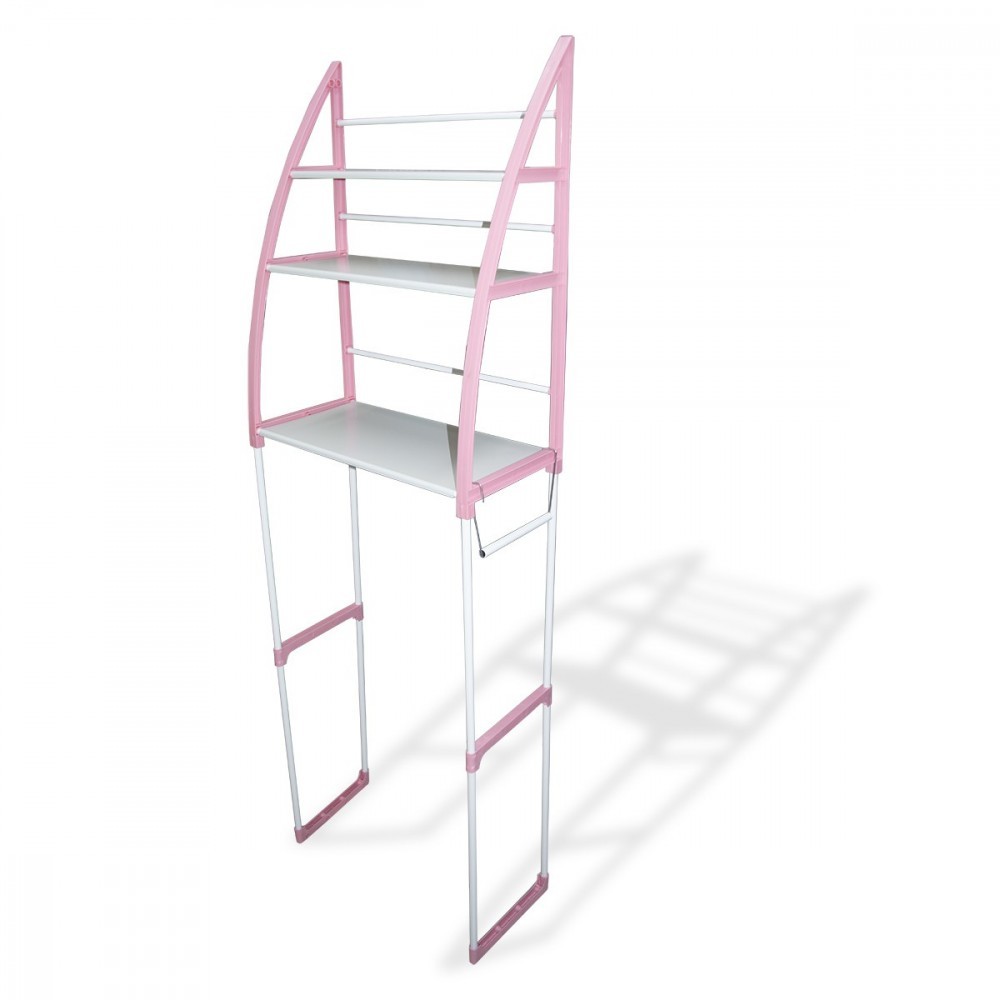 360047 Etagère salle de bain 48x23x153h cm blanc et rose 3 niveaux