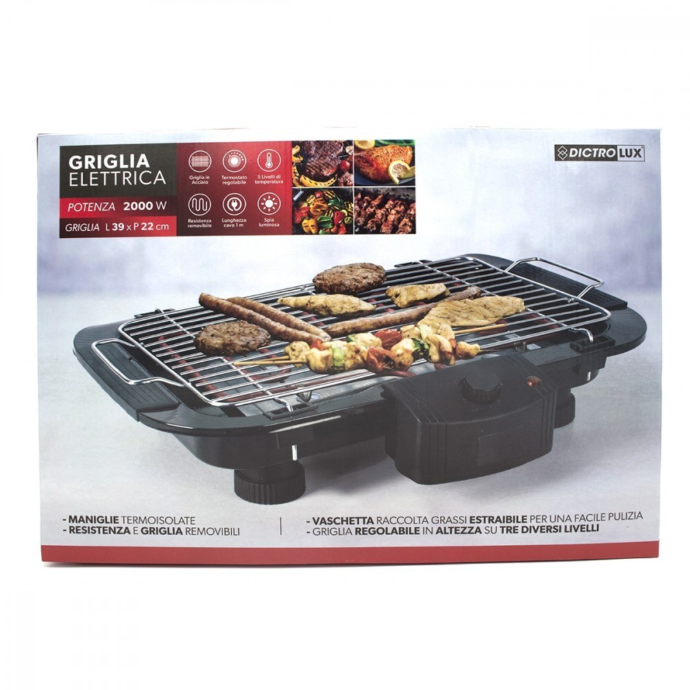 892904 Gril électrique 2000W Dictrolux 39x22 cm...