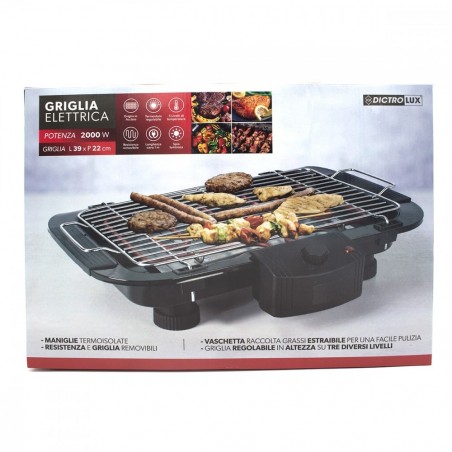 892904 Gril électrique 2000W Dictrolux 39x22 cm 5 niveaux de température
