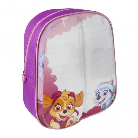 21-2225 Sac à dos scolaire rose PAW PATROL PLAY BACK avec 2 marqueurs 27x32x10cm