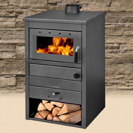Poêle-cheminée FUBUCA B22 avec compartiment porte-bois 11KW 51X50X91h cm 130m3