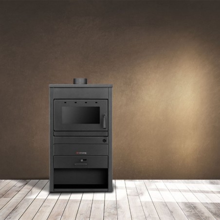 Poêle-cheminée FUBUCA B22 avec compartiment porte-bois 11KW 51X50X91h cm 130m3
