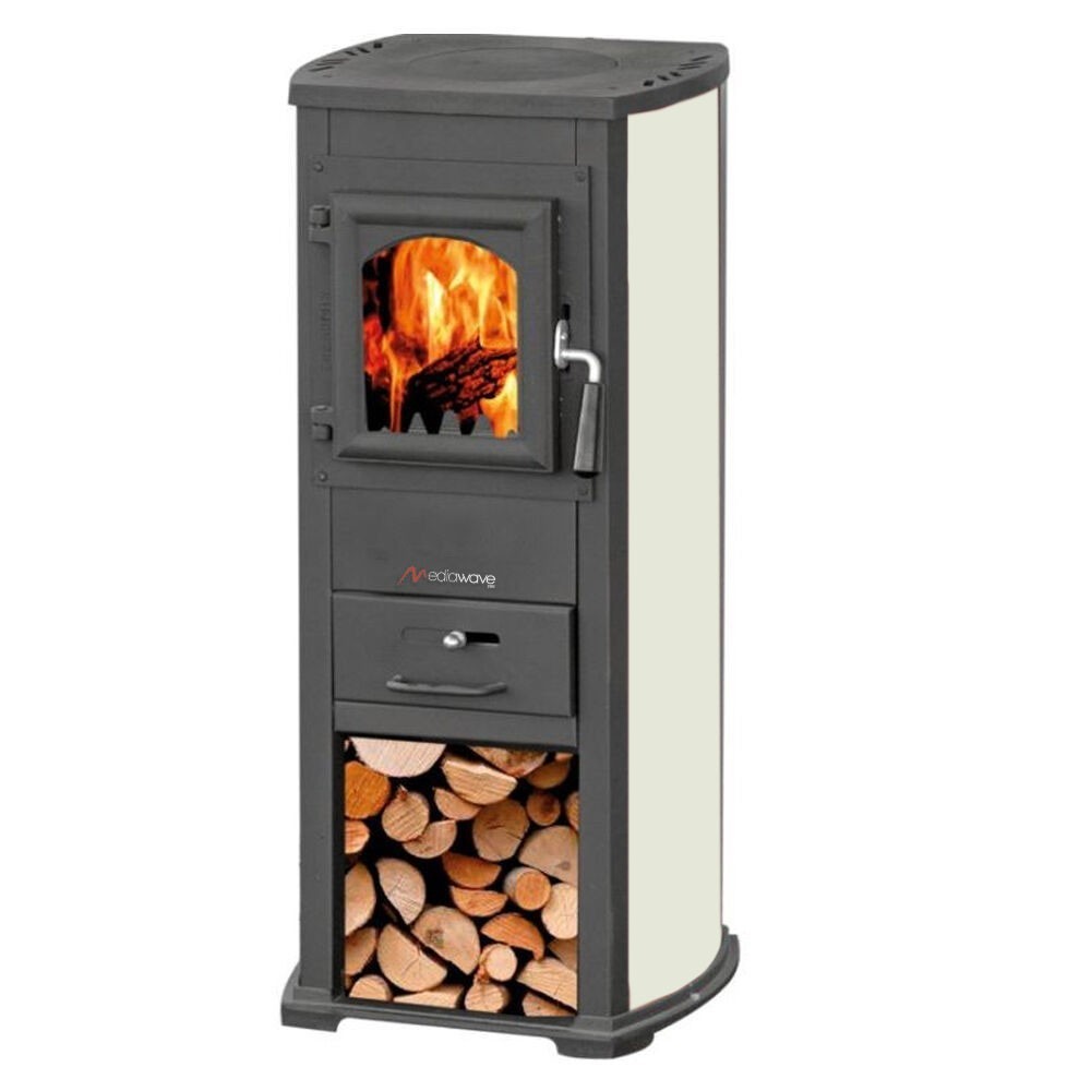 Poêle à bois EASYLUX 7KW compartiment porte-bois 40X46X90h cm Cheminée thermique