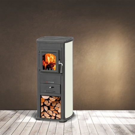 Poêle à bois EASYLUX 7KW compartiment porte-bois 40X46X90h cm Cheminée thermique