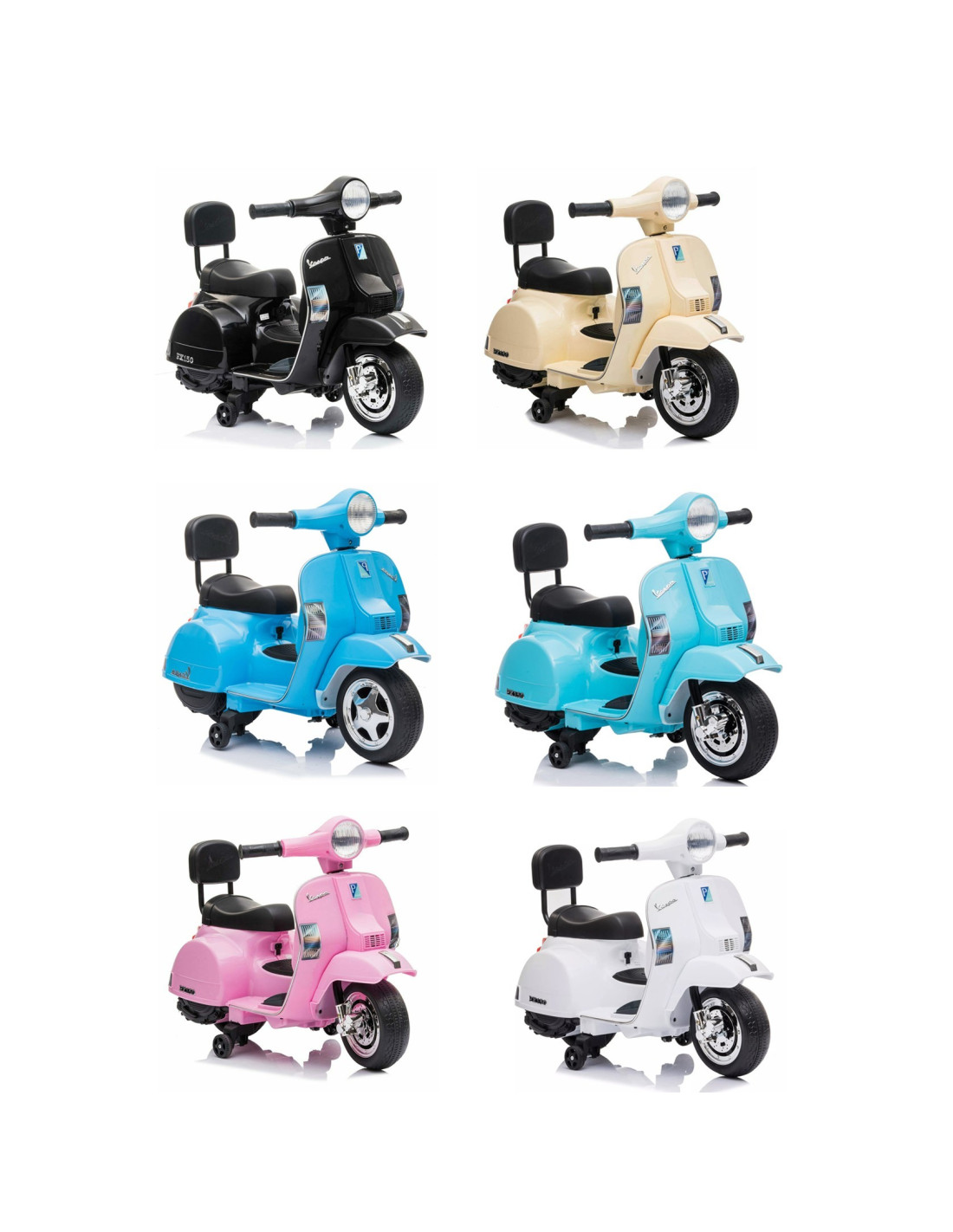 Vespa Piaggio 6V Electrique pour Enfants 6V avec Effets Sonores et