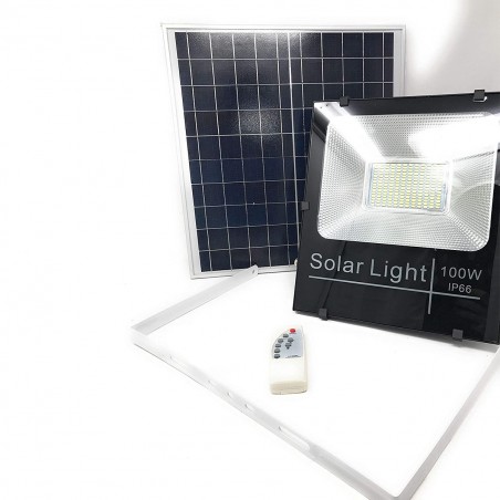 Phare 100W led énergie solaire froide 011100 , crépuscule et télécommande 6500k