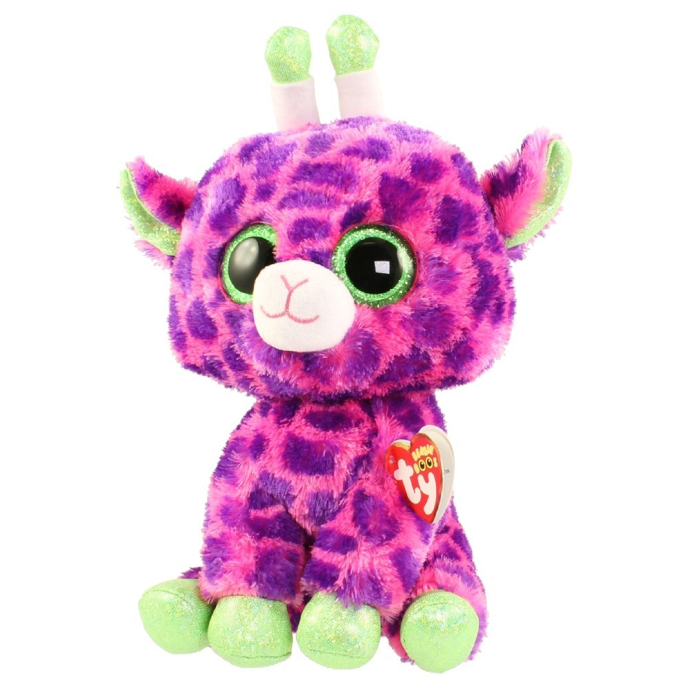 Gilbert coloré et poilu TY girafe en peluche 371426 aux yeux brillants